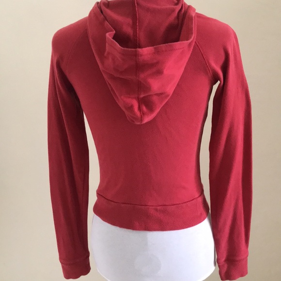 Red Ruched Zippered Hoody - Picture 2 of 2